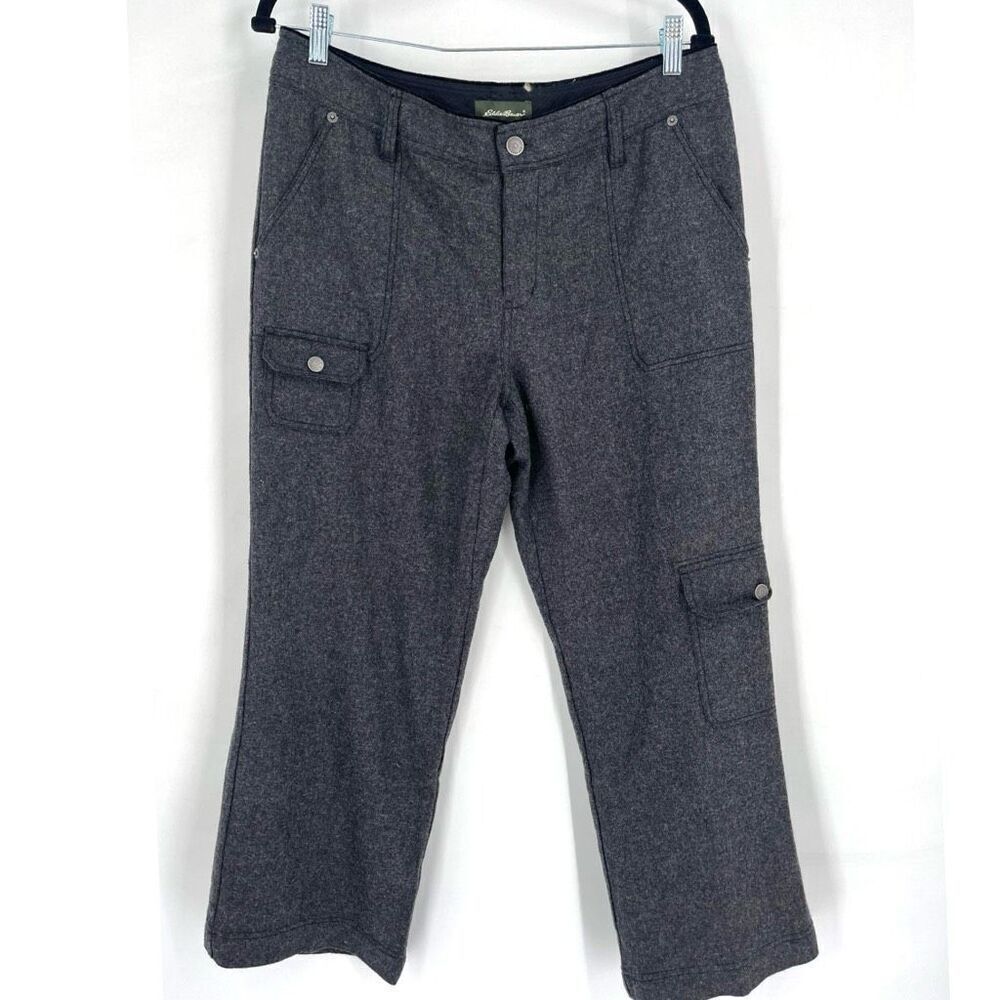 NWT Vintage 90s Eddie Bauer Women's Wool‎ Blend Cargo Pants Gray Size 12 Petite